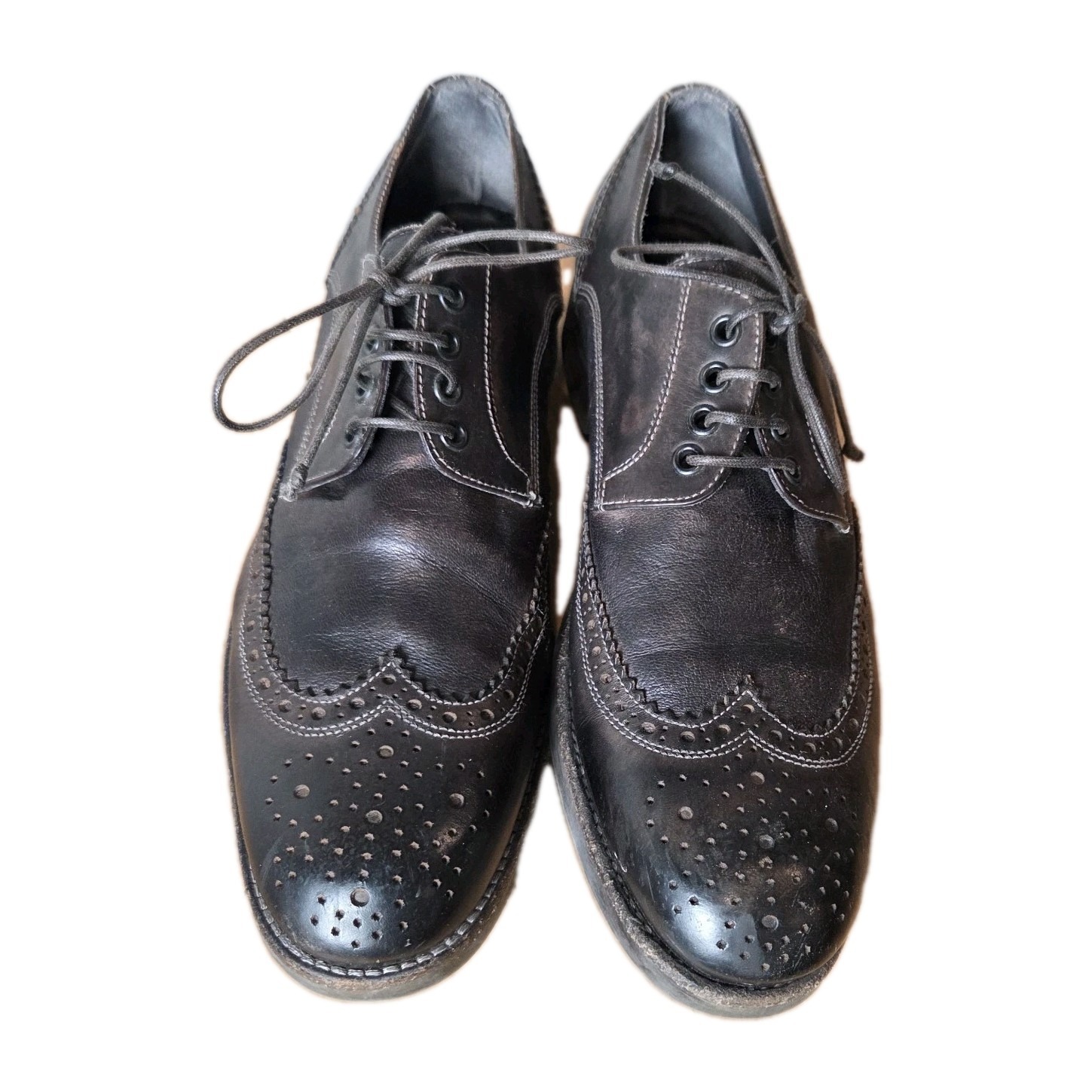 John Varvatos Men's Distressed Brown Leather Lace Up Oxford Brogue Sz 9.5 Italy